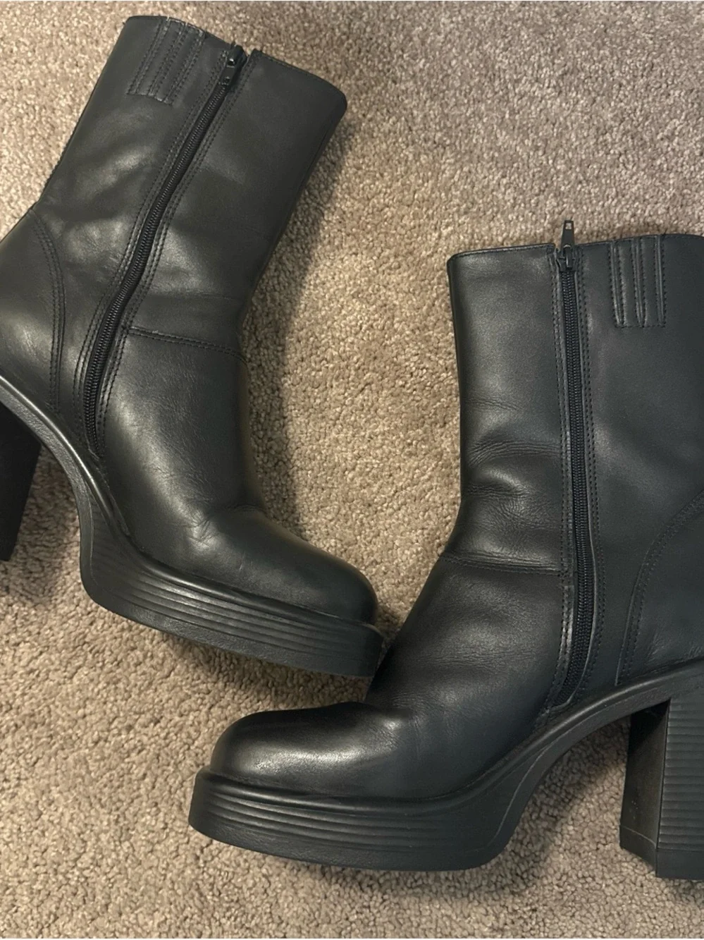 Steve Madden Black Platform Block Heel Ankle Boots